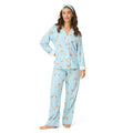 P.J. Salvage Womens Cotton Flannel Long-Sleeve Top, Pant and Headband 3-Piece Pajama Set, Ice Blue, Medium
