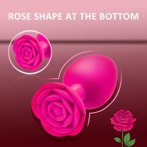 Anal Butt Plug Rose Sex Toy, 3Pcs Silicone Anal Plugs Training Set,Training Set with Flared Base Prostate Sex Toys for Beginners