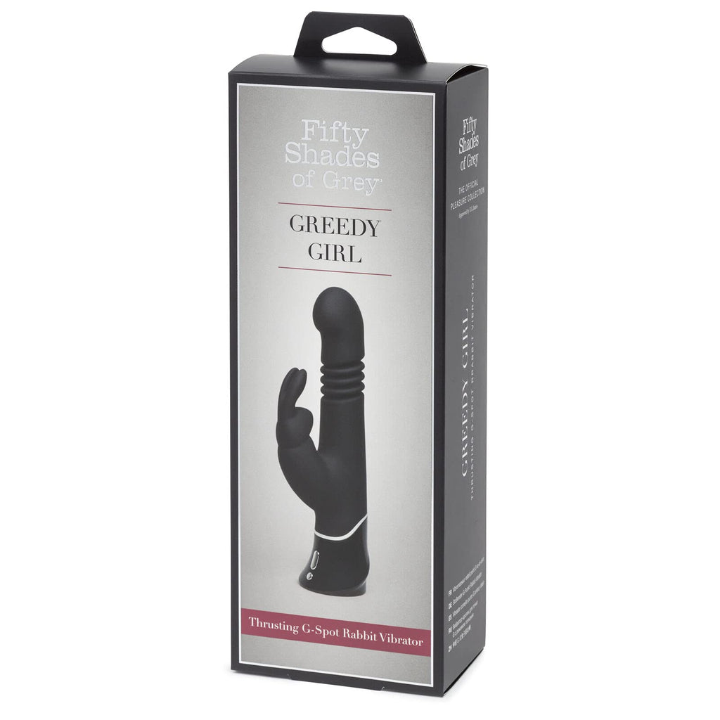 Fifty Shades Of Grey Greedy Girl Thrusting Rabbit Vibrator - 4.5 Inch Silicone Thrusting Vibrator For Women - Dual Stimulation A
