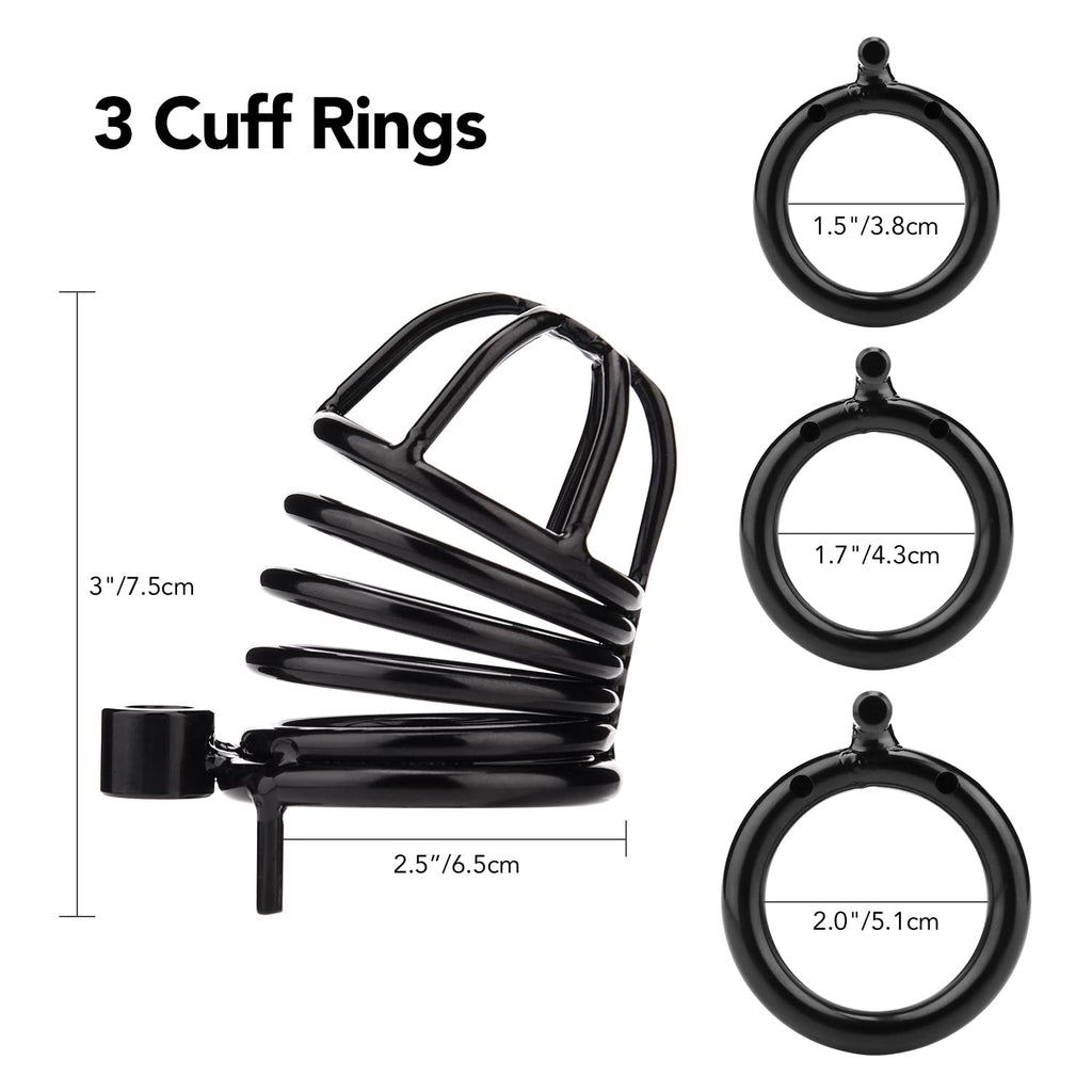 Male Cock Cage Chastity Device - UTIMI Iron Chastity Cock Cage Device with 3 Active Sizes Rings Adult Sex Toy for Men Penis Exer