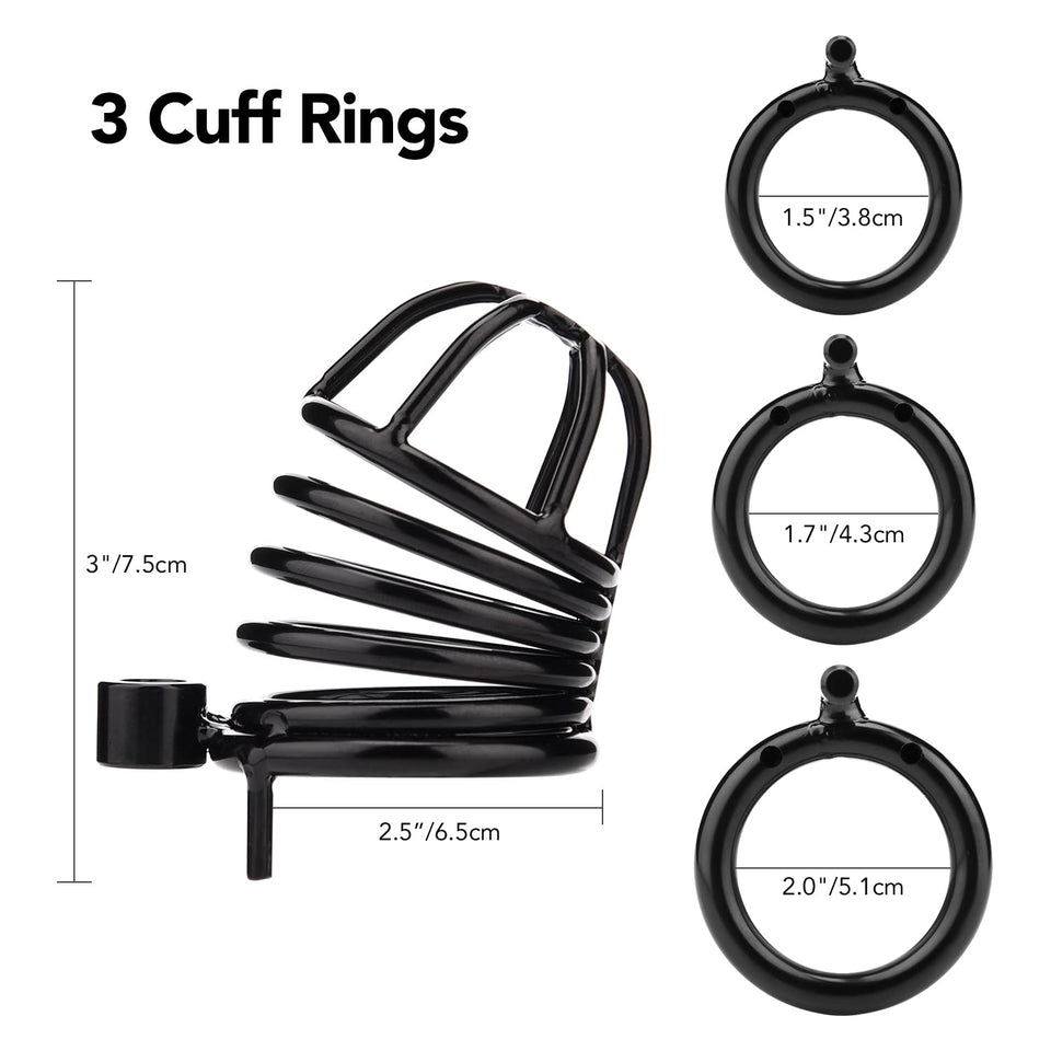 Male Cock Cage Chastity Device - UTIMI Iron Chastity Cock Cage Device with 3 Active Sizes Rings Adult Sex Toy for Men Penis Exer
