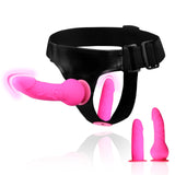ASNOKNAE Strap on Dildo, Adult Sex Toys for Men and Women, Wearable Strapon Harness with 2 Pink Removeable Realistic Silicone An