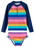 LIBREDGE Toddler Girls Swim Rashguard 4t Bathing Suit Girls Long Sleeve Swimming Trunks Rash Guard Set Costume Kids Brilliant R
