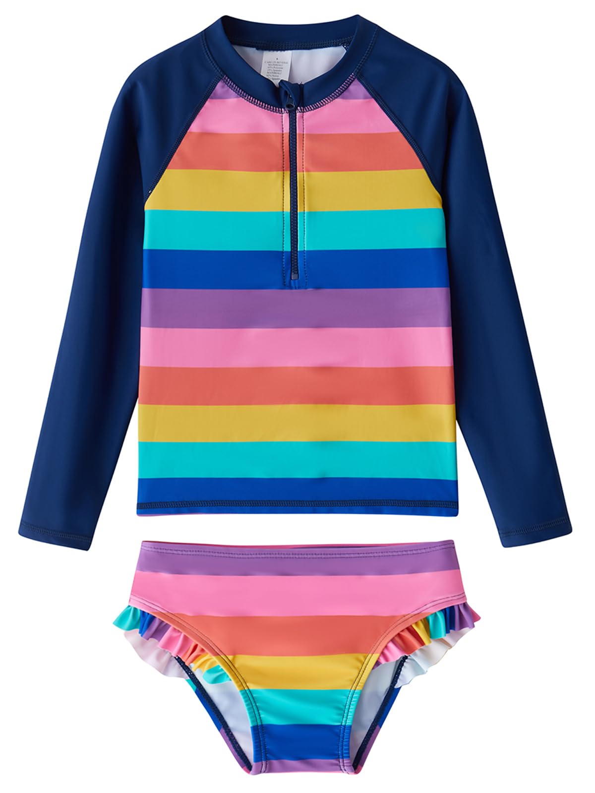 LIBREDGE Toddler Girls Swim Rashguard 4t Bathing Suit Girls Long Sleeve Swimming Trunks Rash Guard Set Costume Kids Brilliant R