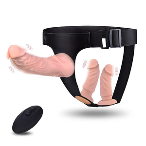 Harness Strap-On Vibration Realistic Dildos - Adjustable Strapless Strap-On Dildos with 10 Modes & 3 Dildos Silicone Anal G-spot