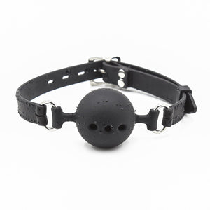 RYOZOCH Silicone Breathable Ball Gag for Adult Bondage Restraints Sex Play (Black, 1.5in Ball)