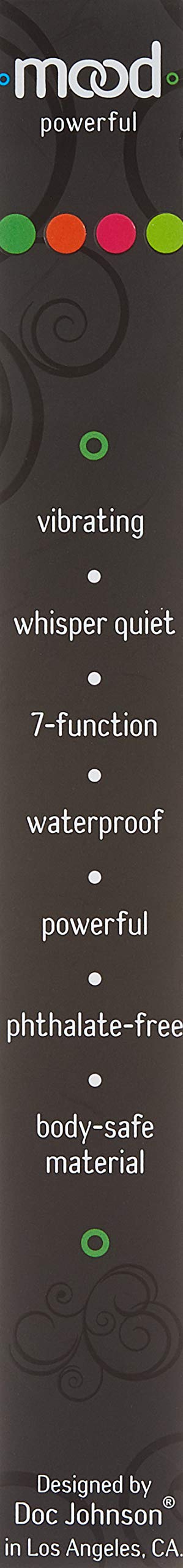 Doc Johnson Mood - Powerful - 7 Function Waterproof Bullet-Style Vibrator (5.2 Inches) - Whisper Quiet With Velvet Touch Finish