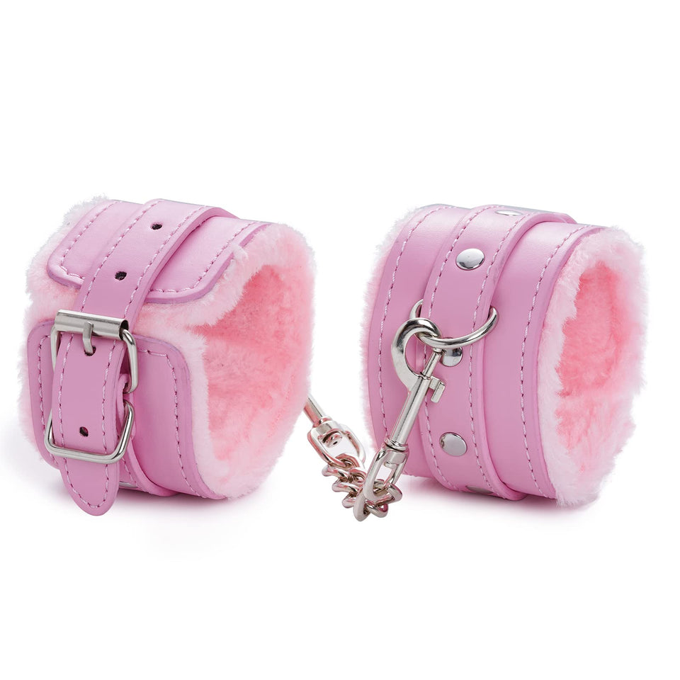 Adjustable Handcuffs Ankle Bracelets SM Adult Plush PU Leather Bondage Fetish Handcuffs Kit Cuff Restraint Set Sex Toy, Rbenxia