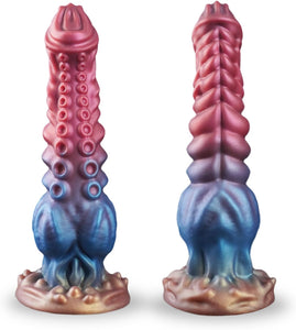 9.7in Huge Fantasy Monster Tentacle Dildo, Large Dragon Horse Thick Anal Knot Giant Big Dog Alien Silicone Knotted Dildo with Su