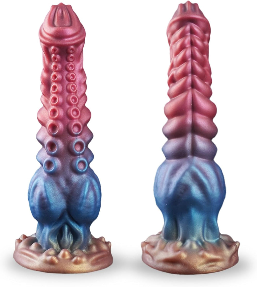 9.7in Huge Fantasy Monster Tentacle Dildo, Large Dragon Horse Thick Anal Knot Giant Big Dog Alien Silicone Knotted Dildo with Su