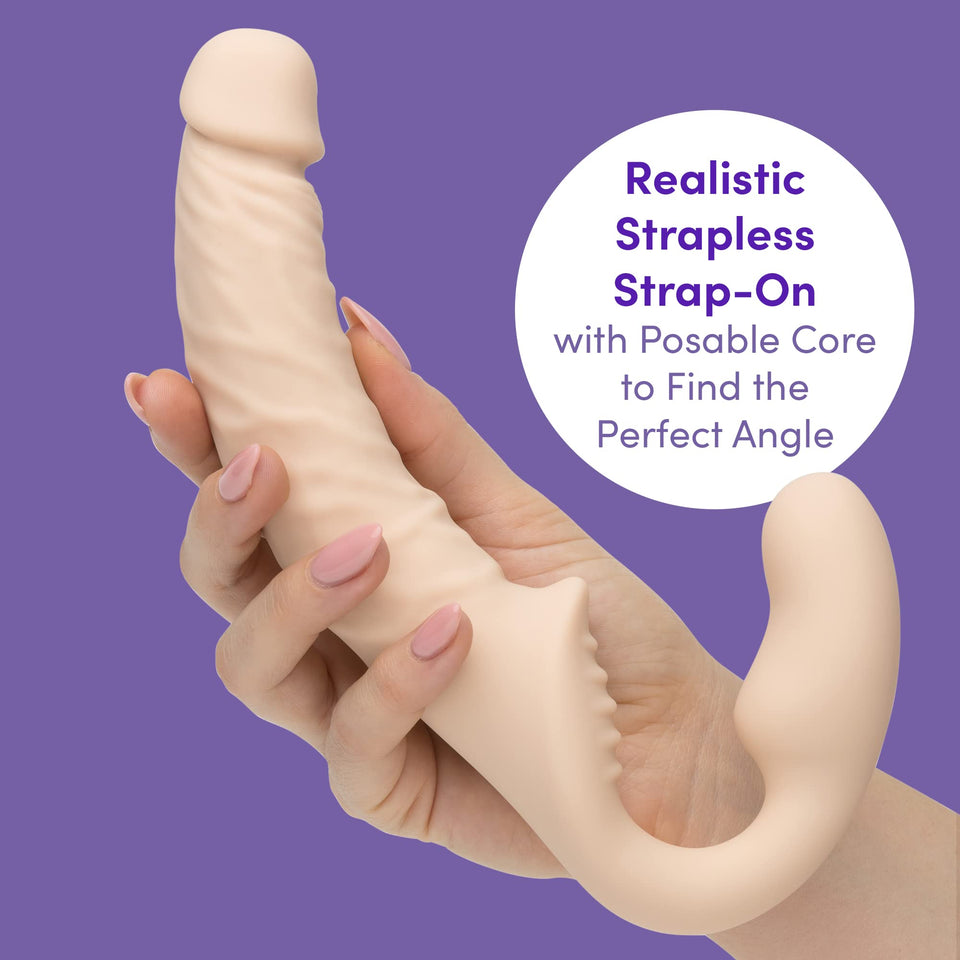Lovehoney Lifelike Lover Luxe Strapless Strap On Dildo - Adjustable 9 Inch Realistic Dildo for Women - Smooth Soft to Touch Sili