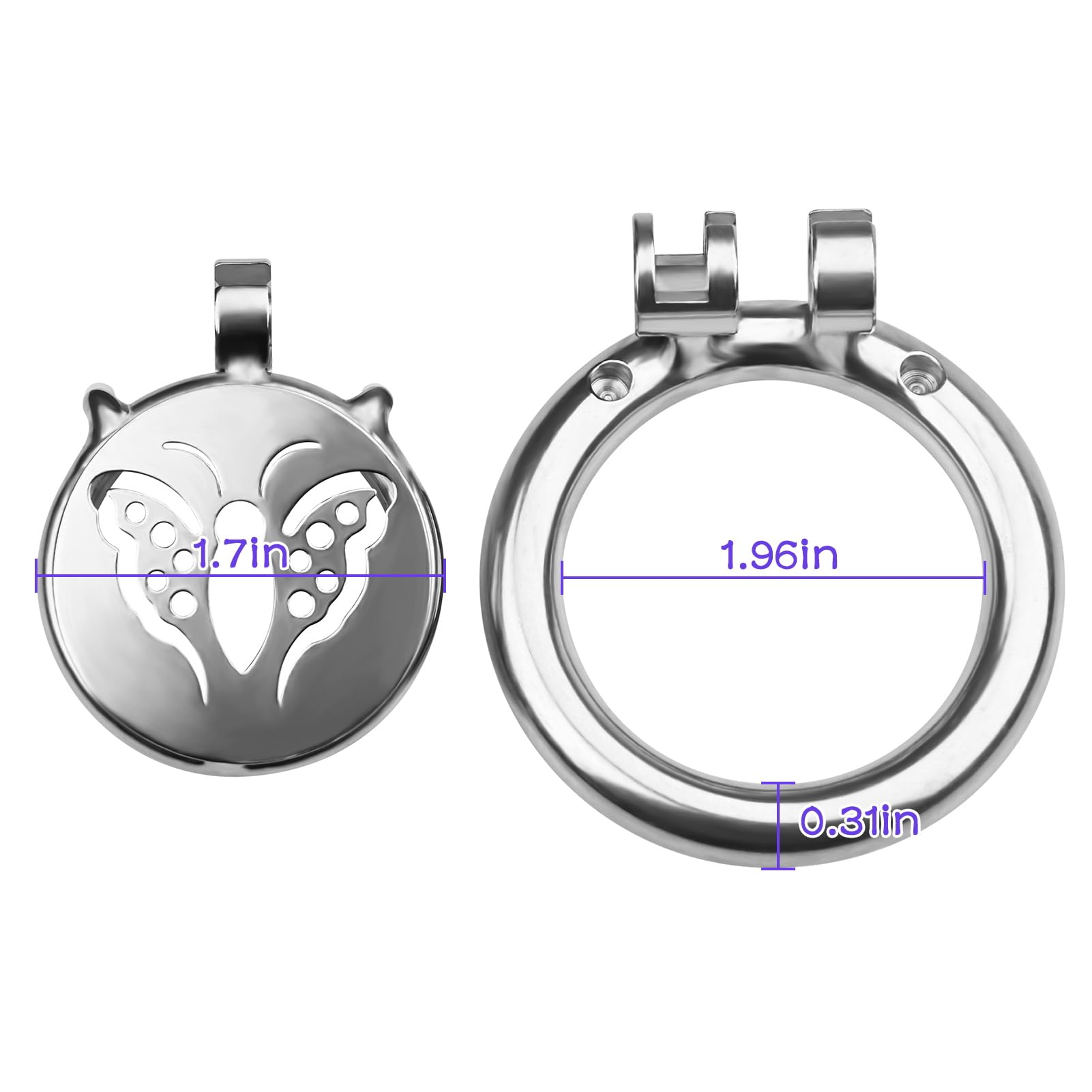 Stainless Steel Male Chastity Device Cock Cage Smooth Metal Bondage Locked Penis Exercise Cage Sex Toy for Men Couple (1.96 Inch