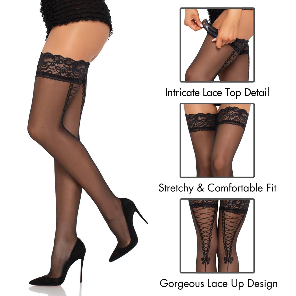 Stay up lace top sheer thigh h