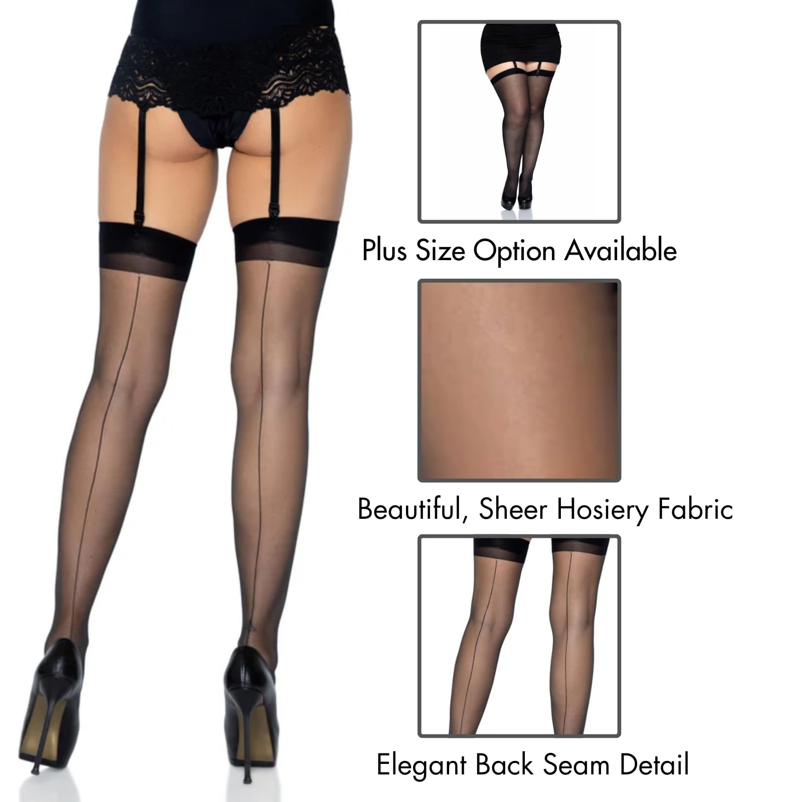 Plus Size Sheer Backseam Stockings