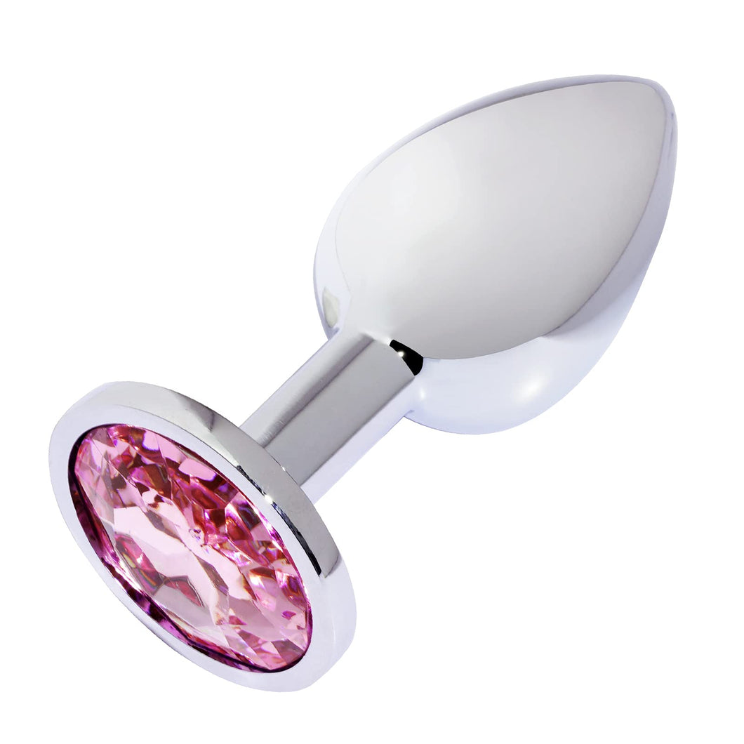 Hmxpls Pink Jeweled Beginners Butt Plug Sex Love Games Personal Massager for Women Men Couples Lover Stainless Steel Anal Plug S