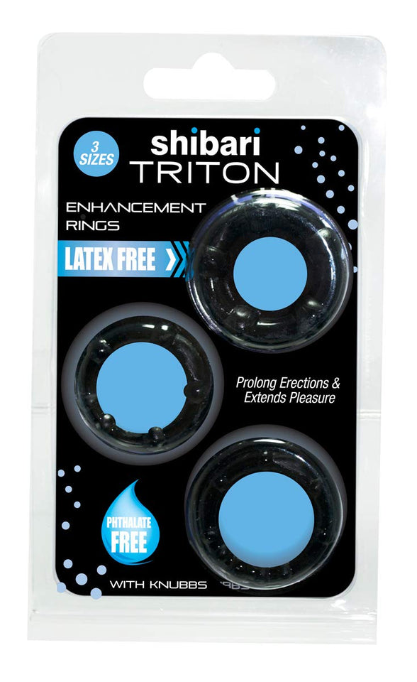 Triton Cockring W/Knubbs 3Pk Blk