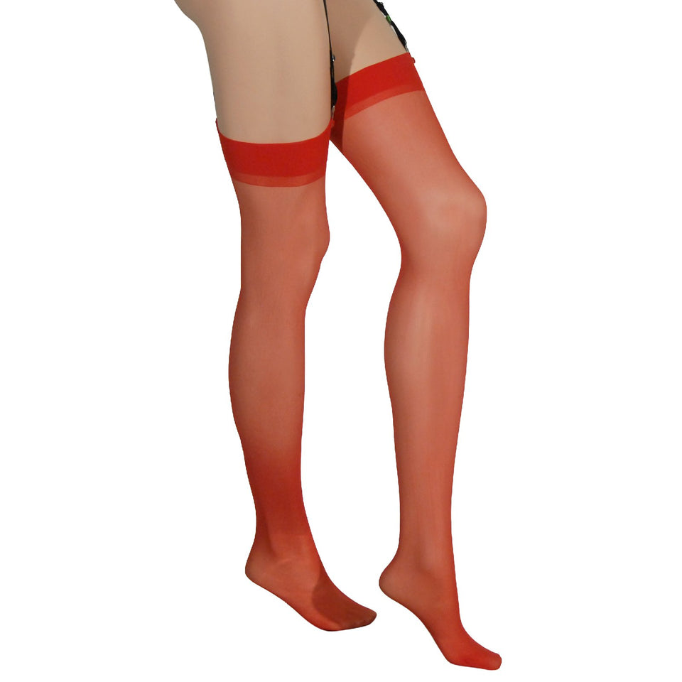 Elegant Moments Sheer Thigh Hi. - One Size - Red