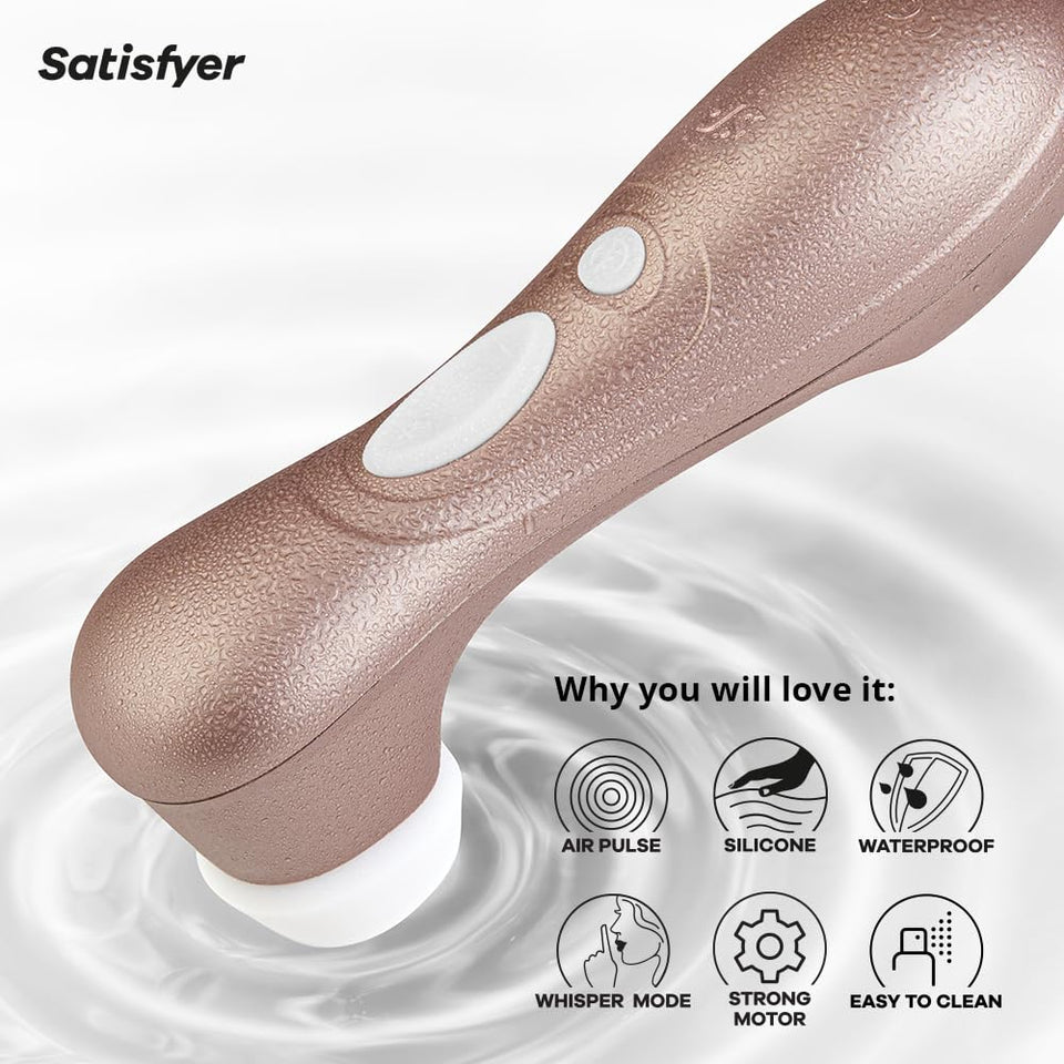 Satisfyer Pro 2 Air-Pulse Clitoris Stimulator - Non-Contact Clitoral Sucking Pressure-Wave Technology, Waterproof, Rechargeable (Rose Gold)