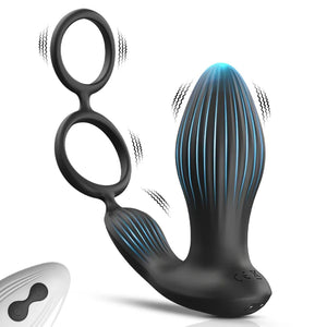 XYVYNZ Vibrating Butt Plug Cock Ring Prostate Massager Anal Vibrator with Remote Control Male Sex Toy for Men with 10 Vibration