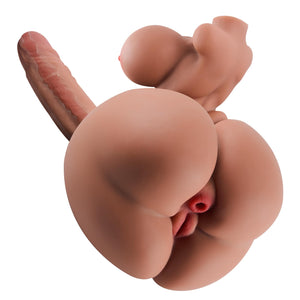 Clarerupt 3 in 1 Shemale Sex Doll Trans Sex Toy with Penetrable Dildo and Pussy Ass, FUTA Sex Doll Torso Male Masturbator with B