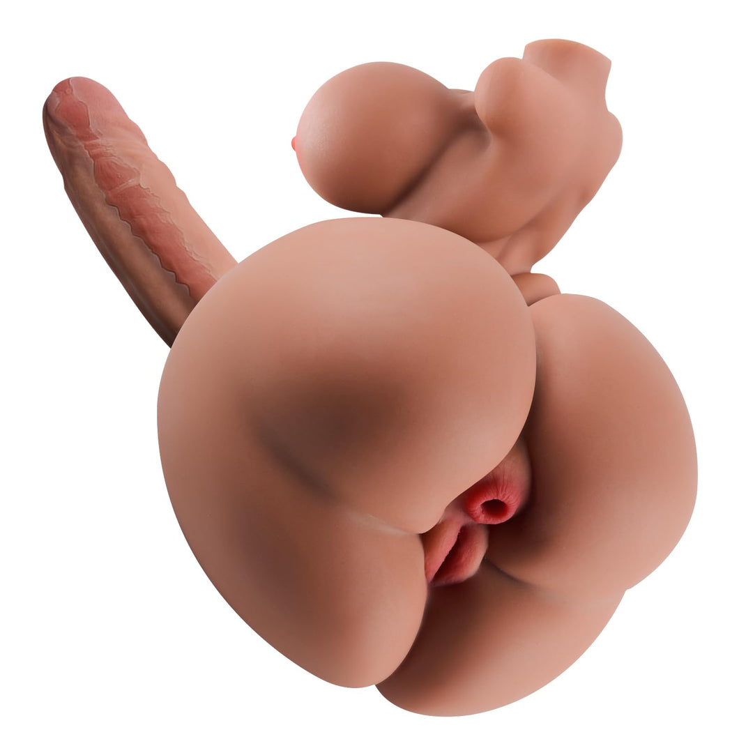 Clarerupt 3 in 1 Shemale Sex Doll Trans Sex Toy with Penetrable Dildo and Pussy Ass, FUTA Sex Doll Torso Male Masturbator with B