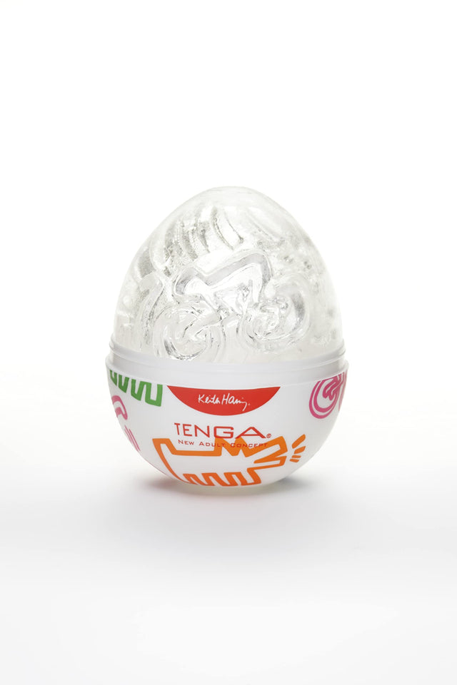 Tenga X Keith Haring For Mens Masturbation, Single-Use Prelubricated Stimulating Toy Party, White, 1 Count