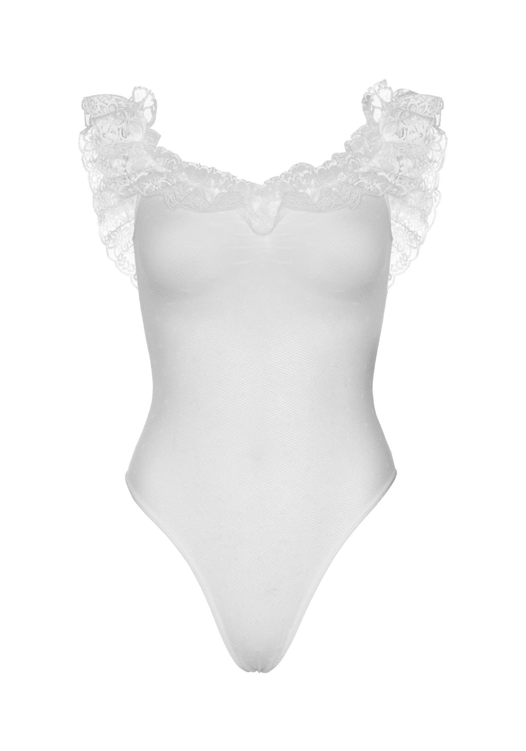 Lace Ruffle Off The Shoulder T - O/S / White