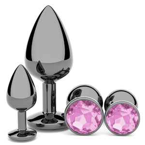 Anal Plug Beginner Set - 4 PCS Jewel Butt Plugs Sex Toy Anal Training Kit- Guncolor G Spot Anal Sex Adult Toy for Beginner Adult