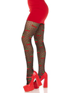 Spandex sheer polka dot cherry tights.