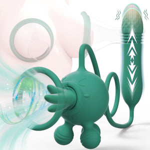 Adult Vibrator Sex Toy 4 in 1 Updated Adult Toy Female Sex Toys with 3 Sucking & 7 Licking and 10 Vibrating & 3 Thrusting Dildo,