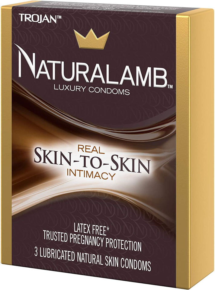 Trojan Naturalamb Natural Skin Lubricated Luxury Condoms - 3 ct, Pack of 5