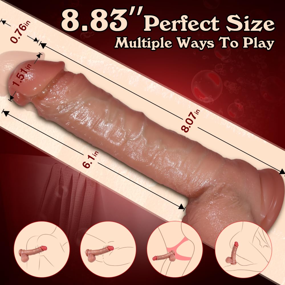 Thrusting Dildo Vibrators Sex Toys - 8.83'' Thrusting Vibrator Adult Toys for Women G Spot Vibrators, 2 in 1 Dildos Realistic Di