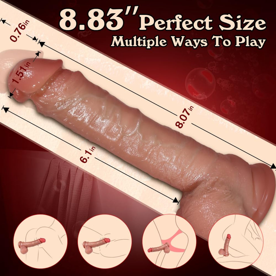 Thrusting Dildo Vibrators Sex Toys - 8.83'' Thrusting Vibrator Adult Toys for Women G Spot Vibrators, 2 in 1 Dildos Realistic Di