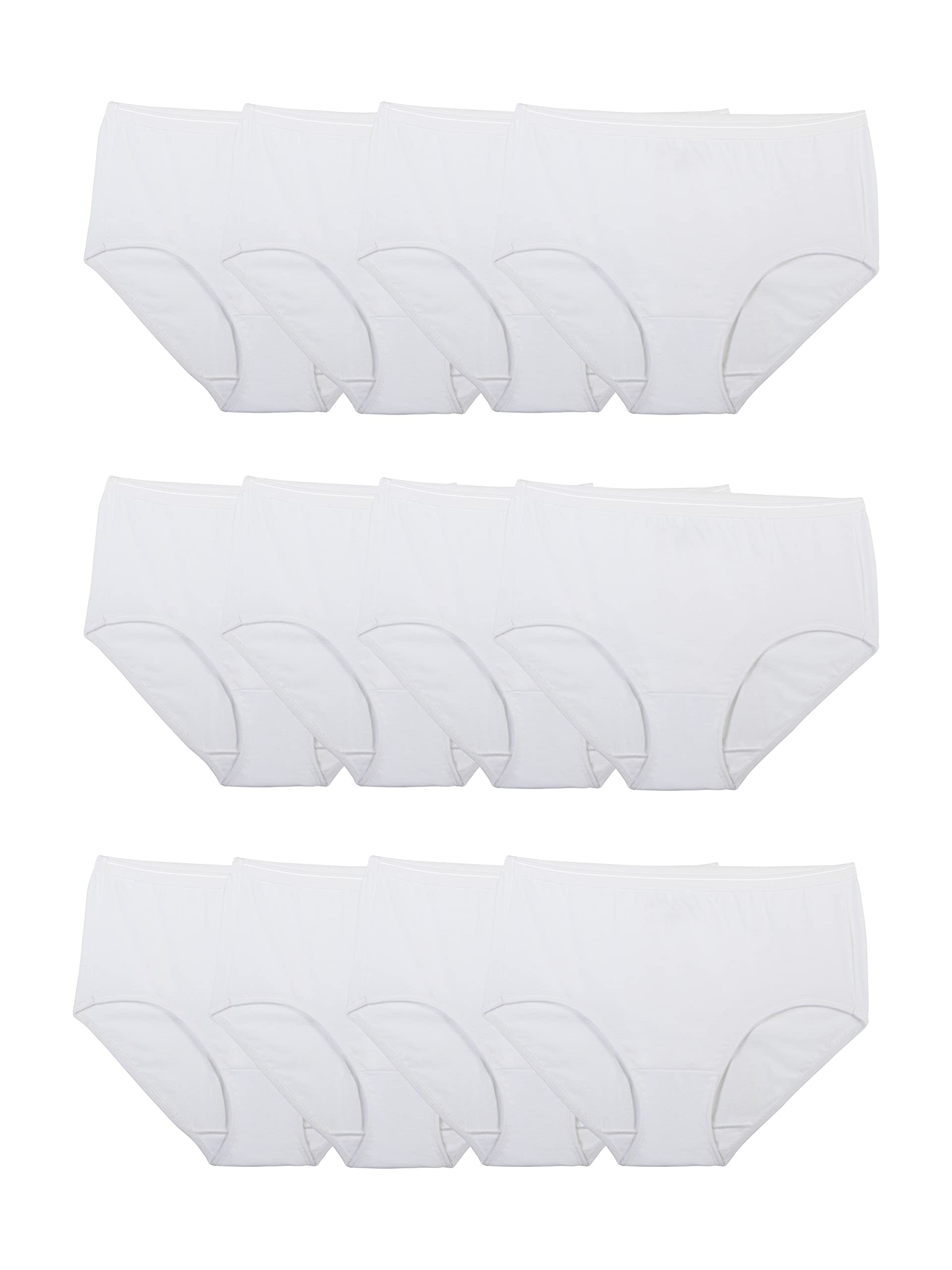 Fruit of the Loom Womens Eversoft Cotton Underwear Multipacks, Tag Free & Breathable, Available in Plus Size, Brief-White, 6