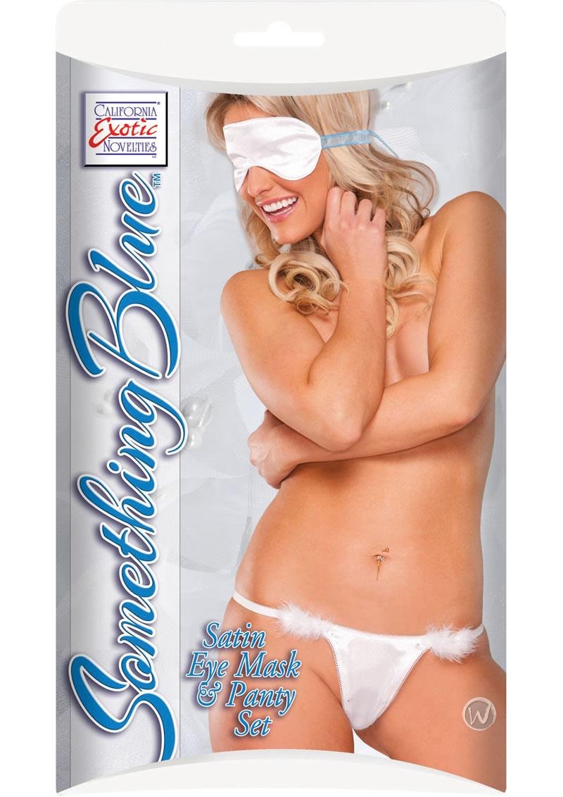 California Exotic Novelties Something Blue Satin Eye Mask & Panty Set, White