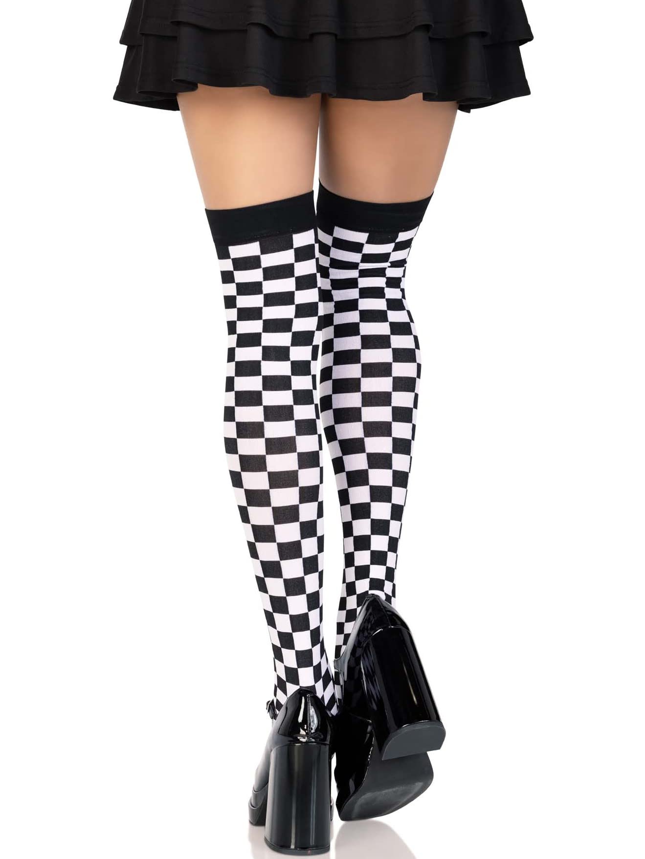 Leg Avenue Womens Checkerboard Hosiery, Checker Black/White, One Size Us
