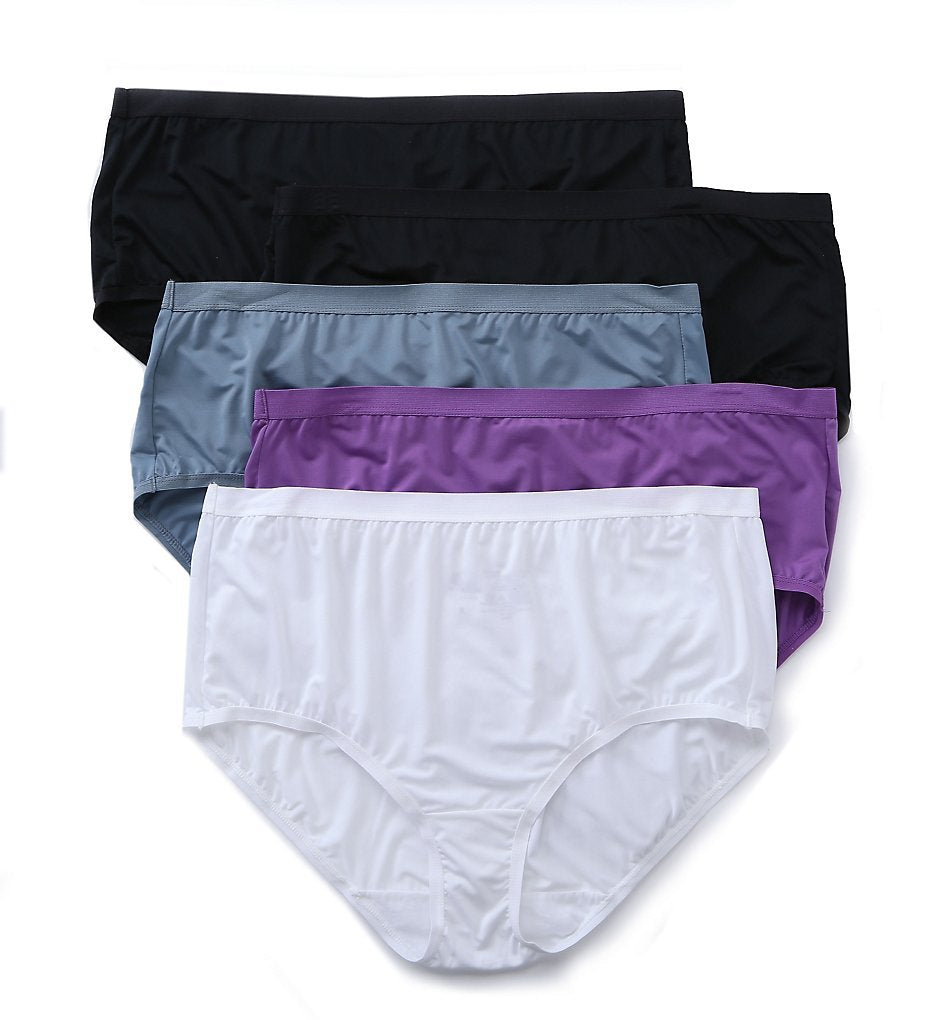 FOL Womens Plus Size Fit For Me 5 Pack Cotton Brief Panties, Assorted, 12