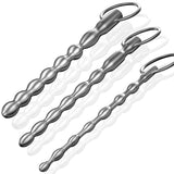 Urethral Sounds Set - 3 PCS Stainless Steel Bumpy Penis Plug Dilator with Safe Ring - Masturbation Rod Sex Toy for Men