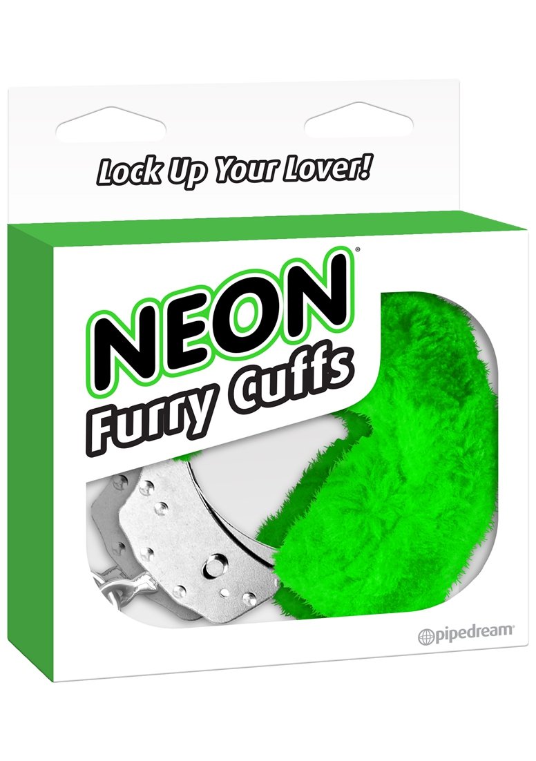Pipedream Neon Luv Touch Furry Cuffs, Green