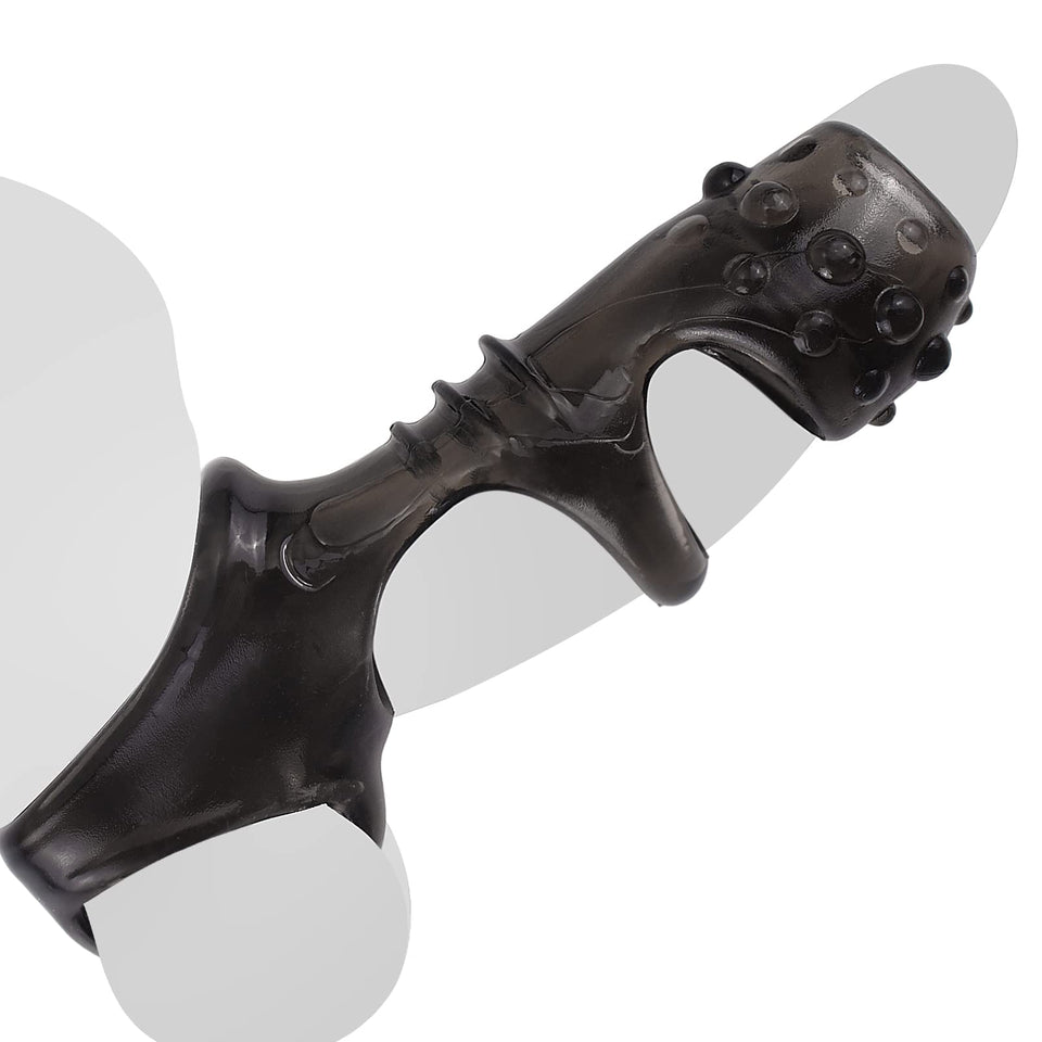 Reusable Penis Sleeve with Testicle Ring Covered by Granules, Flexible Condom Male Cock Extender Enlarger G-Spot Stimulation Sex