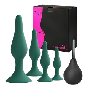 Hisionlee Sex Toys 4PCS Butt Anal Plug Set Silicone Anal Butt Plug Adult Sexy Toys for Women,Men and Beginners (Green)