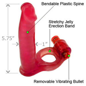 Nasstoys Double Penetrator Cock Ring With Bendable Dildo, Red