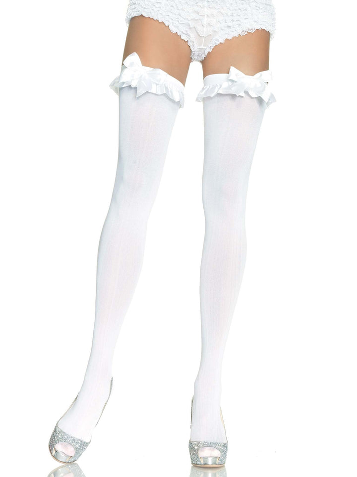 Nylon Otk W/Ruffle Bow O/S Whi
