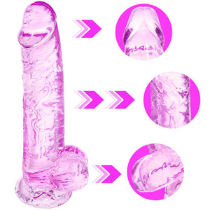 Pink Suction Cup Dildo - 8.2 inch Realistic Dildo, Big Adult Sex Toy with Suction Cup, Suitable for Women/Men/Gay, with Curved S