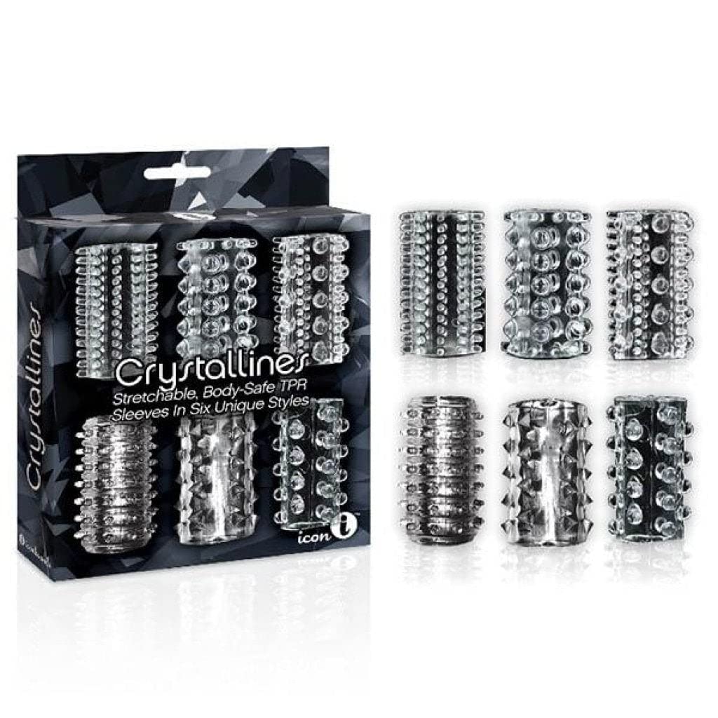 The 9'S Crystalline Tpr Cock Sleeves-Clear 6Pk