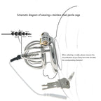 Electric Shock Chastity Lock with Bead Chastity Cage Metal Anal Plug Combination Electric Shock Set Sex Toy(B,L)