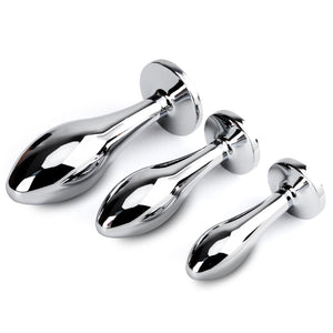Anal Butt Plug, 3Pcs Set Safety Metal Anal Butt Plug Sex Toys with Crystal Diamond Beginner Anal Toys for Adult Unisex (Purple)