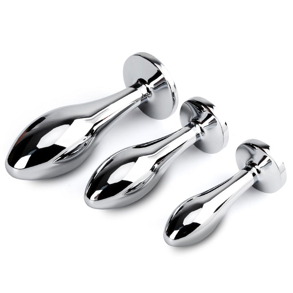 Anal Butt Plug, 3Pcs Set Safety Metal Anal Butt Plug Sex Toys with Crystal Diamond Beginner Anal Toys for Adult Unisex (Purple)