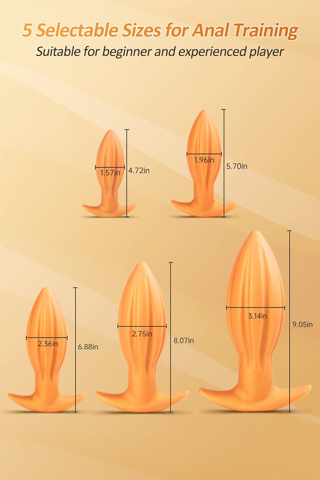 Ultral Soft Butt Plug, Flexible Liquid Silicone Anal Plug Prostate Massage G-spot Stimulator Anal Trainer Kit for Beginner Advan