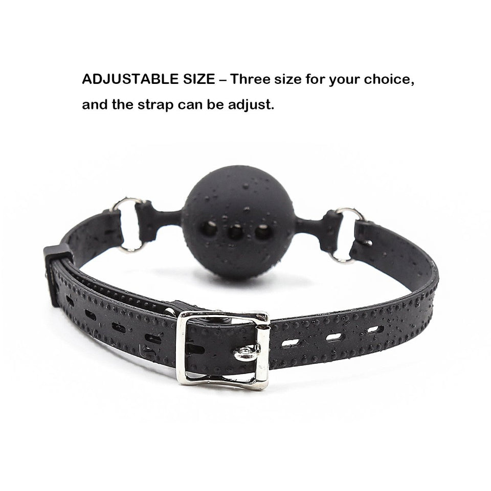 RYOZOCH Silicone Breathable Ball Gag for Adult Bondage Restraints Sex Play (Black, 1.5in Ball)